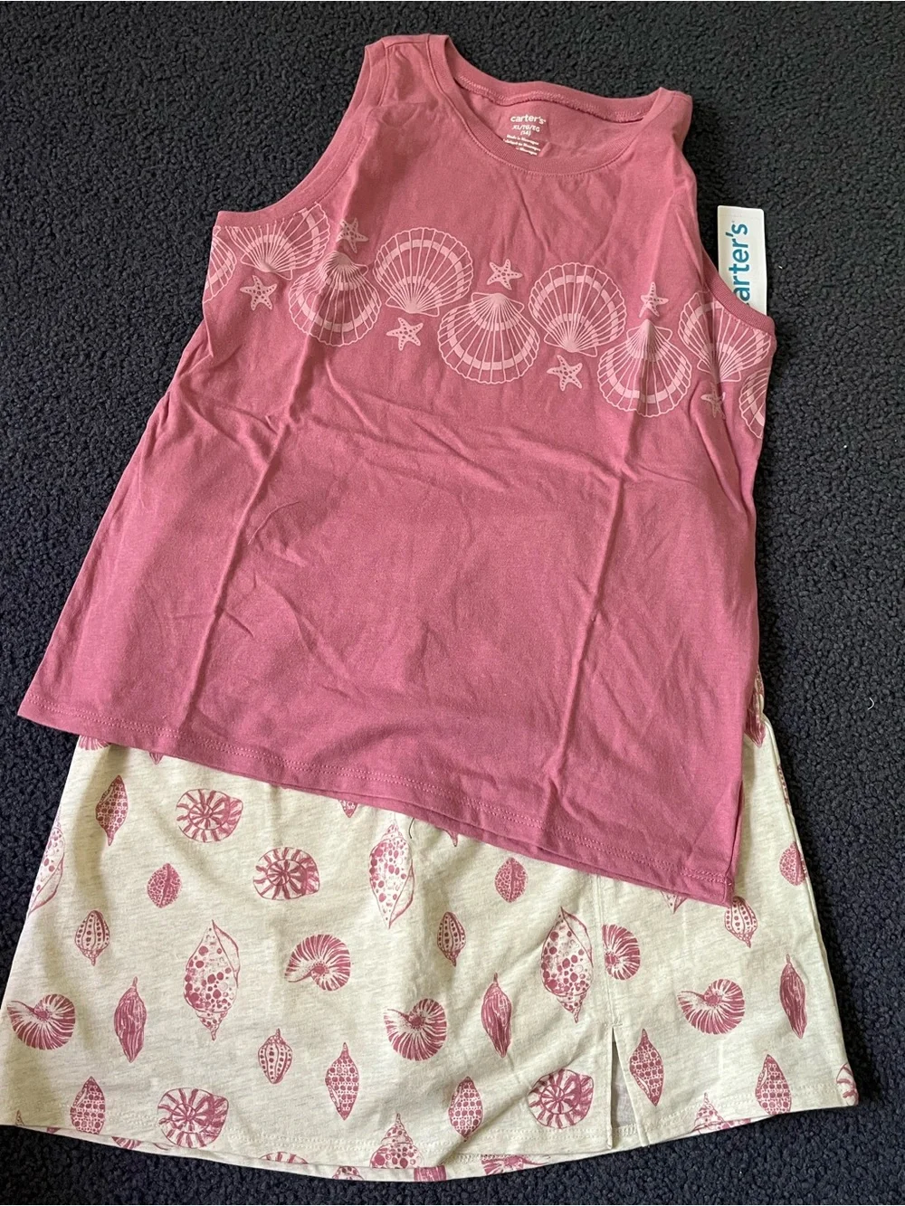 Carter's Dusty Rose Shell Print Tank Top & Skort Set